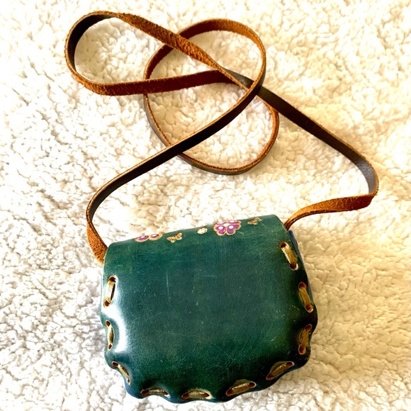 Vintage Tooled Leather Floral Mini Handbag Mexico - Picture 5 of 10